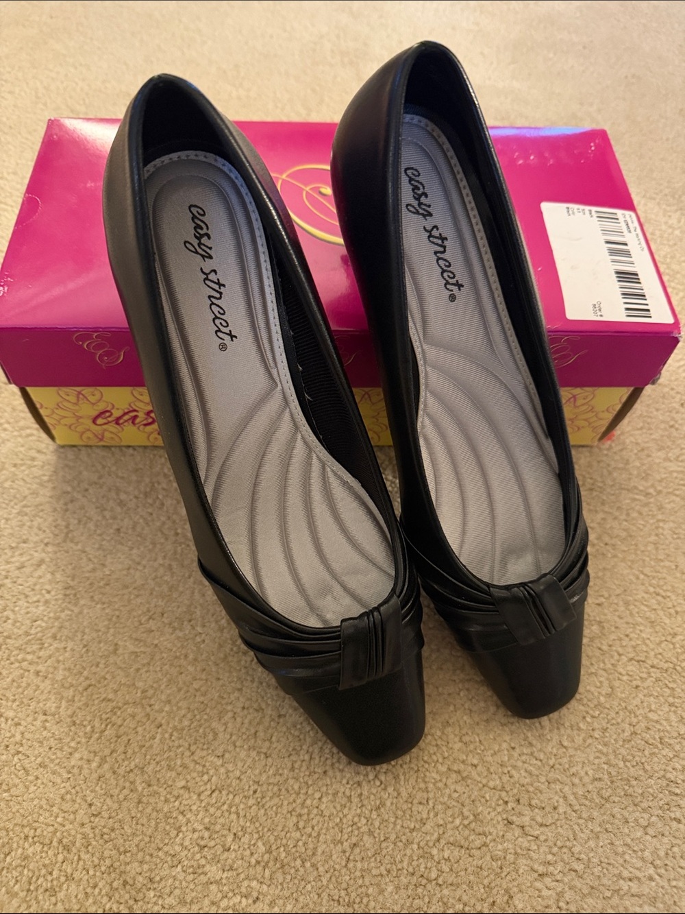 easy street Black Slip-On Knot Detail Flats